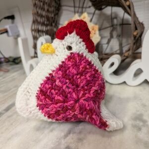 Crochet Chicken P - Pink and White
